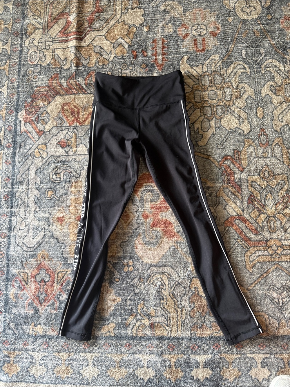 Black ZYIA Leggings with White Side Stripe